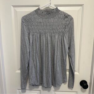 Sundance Gabrielle Dreamer Gray Top Long Sleeve Ruffle Mock Neck Medium